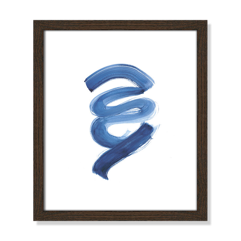 «Coppola Slinky Indigo I» par Filippo Ioco - reproduction d'art, Papier grain de bois noyer, H 15 po x l 13 po x P 0,75 po