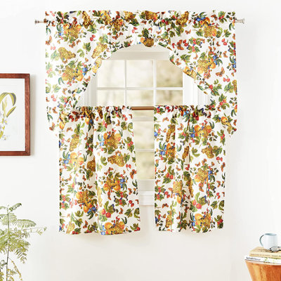 European Garden Fruits Pattern Swag Kitchen Curtain