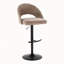 Ensemble de 2 tabourets de bar réglables pivotants, structure en métal noir avec tissu brun et repose-pieds en T-8445266-8445271