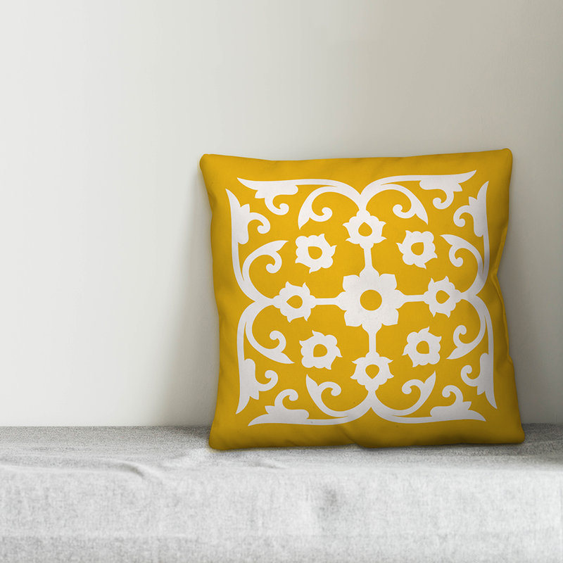  Housse de coussin Tile, 18 po x 18 po, Jaune, Polyester / bourre en polyester