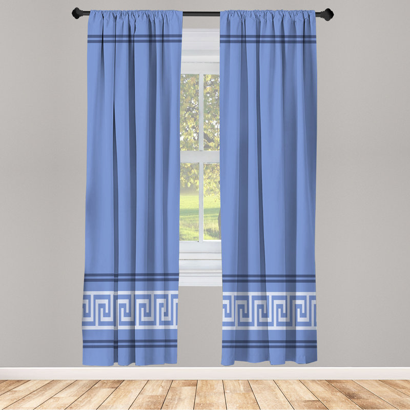 Semi Sheer Curtain Pair, Black White/Teal, 28" W x 63" L