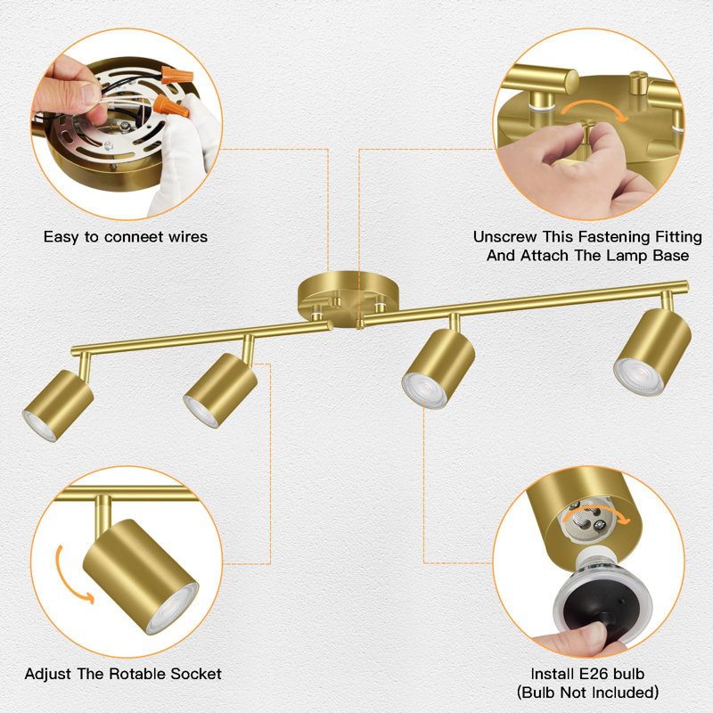 11.8" 4 -Light Track Lighting Kit,4 Way Ceiling Spot Lighting