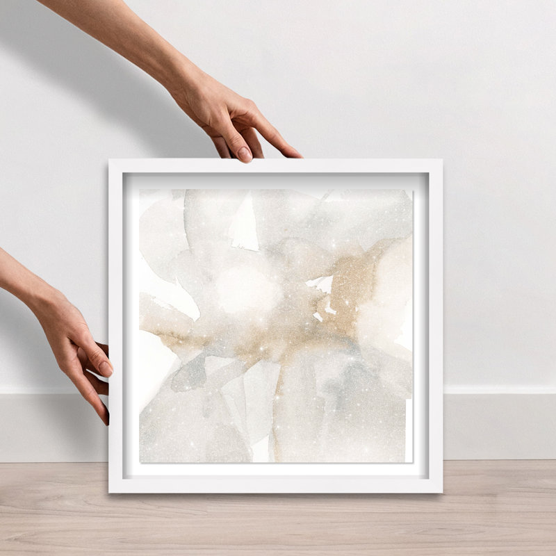Neutral Flow II Shadowbox Abstract Print by Oliver Gal, Black Frame, 12 x 12, 17.5"H x 17.5"W, White Frame