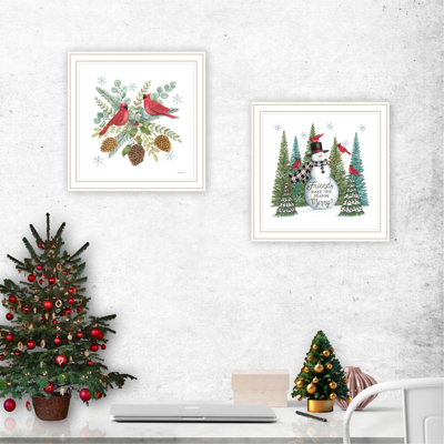 «Trendy Decor 4U», 2 pièces Vignette Friends Make the Season Merry White, impression encadrée pour salon