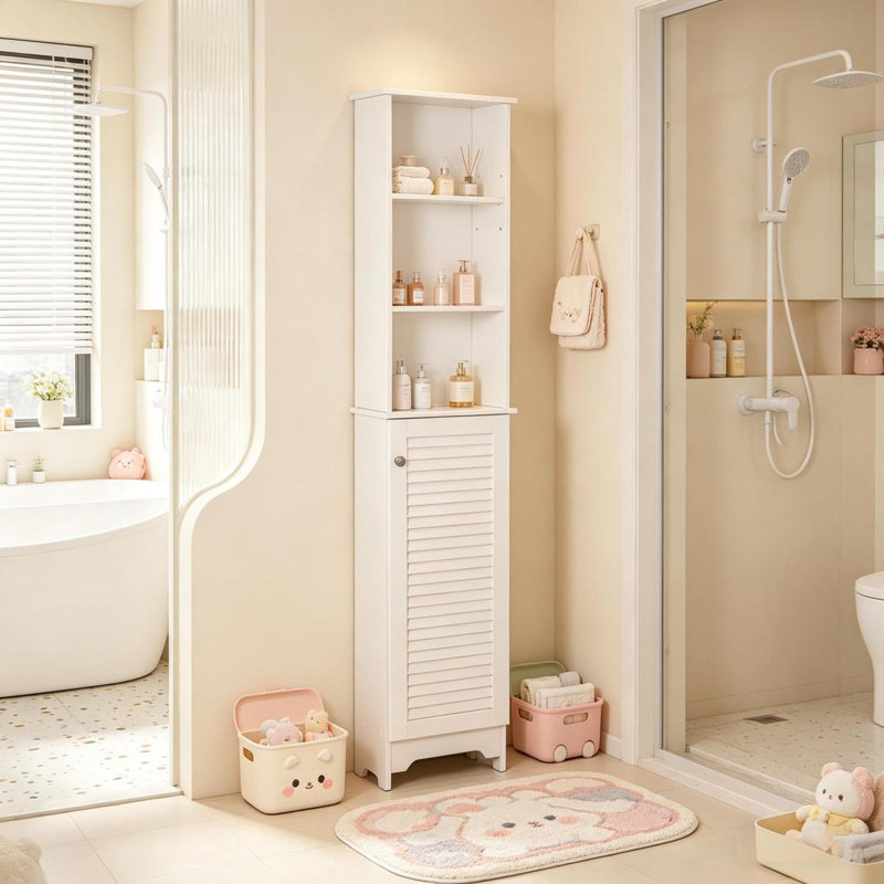 Armoire de rangement de style nordique, armoire de rangement autoportante pour salle de bain, grande armoire de rangement pour salle de bain
