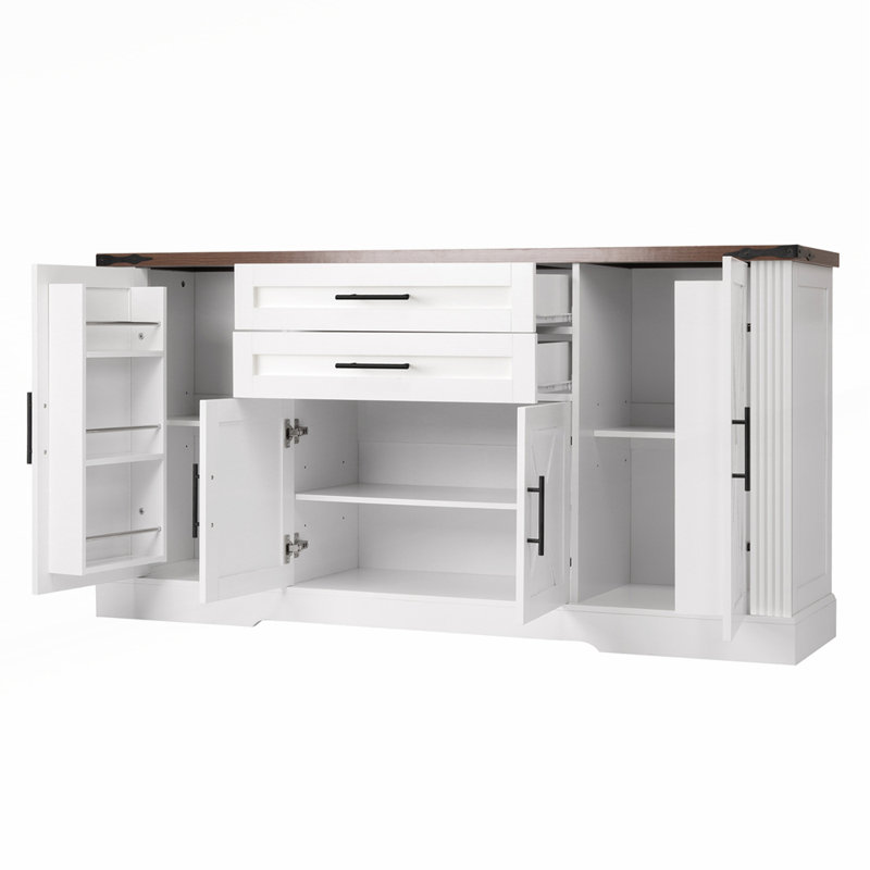 Buffet 63,11 po avec 2 tiroirs Floyds, Blanc