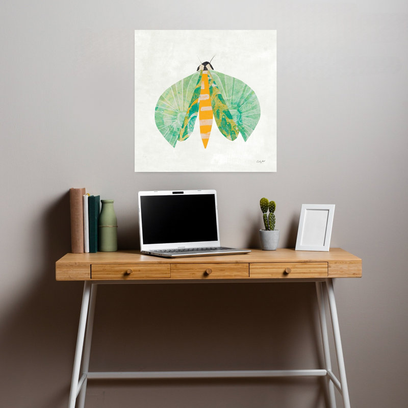 Collage insectes II, papillon contemporain, H 18 po x l 18 po