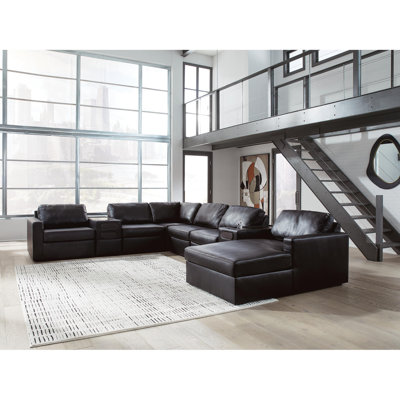 Canapé modulaire 8 pièces avec méridienne et consoles audio Bodie