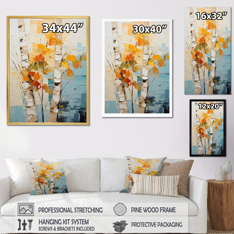 «Jacquelen Birch Woods Birch Dreamscape», reproduction d'art sur toile, Toile tendue, H 44 po x l 34 po x P 1,5 po