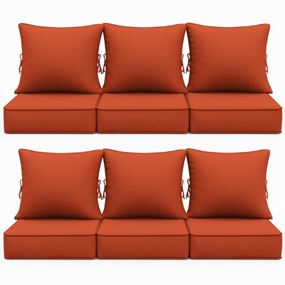24"W X 24"D Outdoor Deep Seating Cushions 6.5” Indoor/Outdoor Seat And Back Cushion, Cushions Only