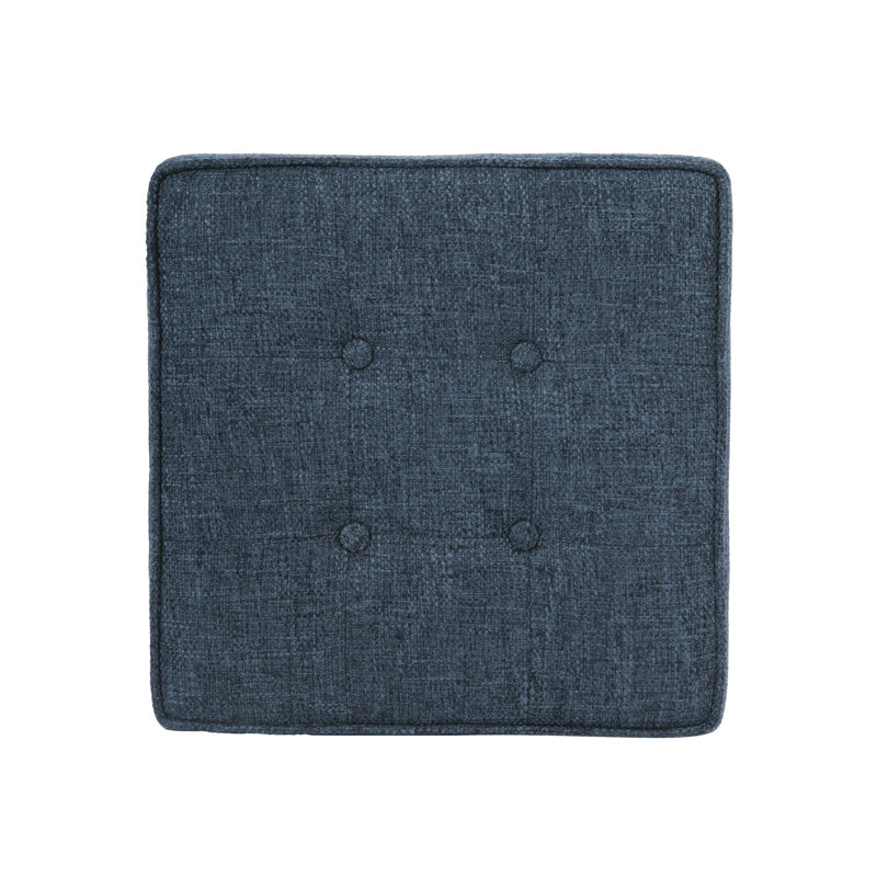 Small Textured Navy Tufted Storage Ottoman