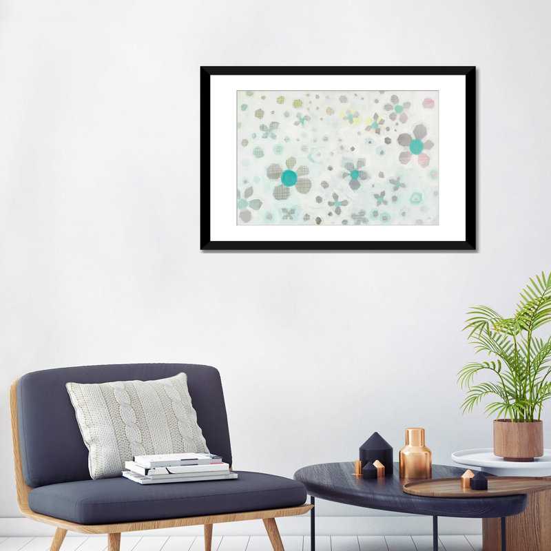 « graph fleuris », impression sur toile, Papier d'art encadré noir, Blanc, H 24 po x l 32 po x P 1 po