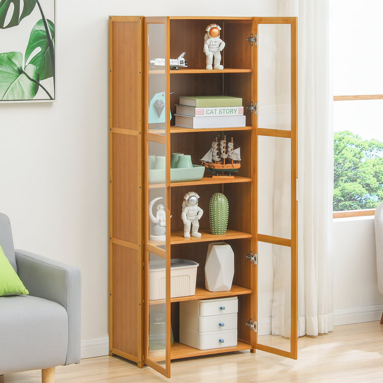 Bookshelf, 6-Tier Bamboo Adjustable 63.4” Tall Bookcase Book Shelf