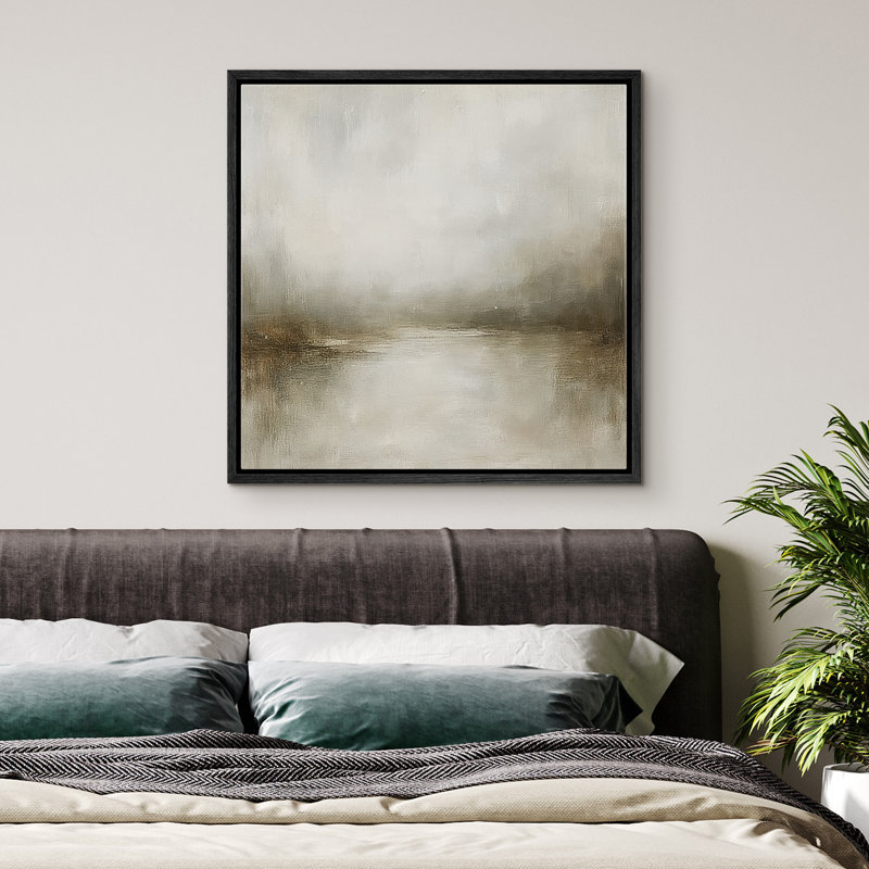 Reproduction de paysage abstrait encadrée d'art mural sur toile pour un décor rétro, Noir, H 16 po x l 16 po