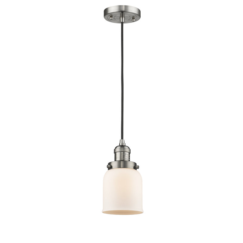 Witherington 1 - Light Single Pendant, Brushed Satin Nickel, Matte White Cased, 8.88" H x 5" W x 5" D