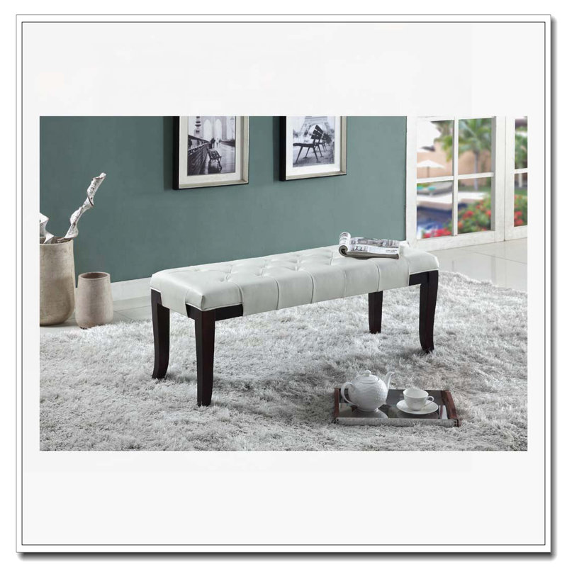 Upholstered Tufted Dining Bench, White