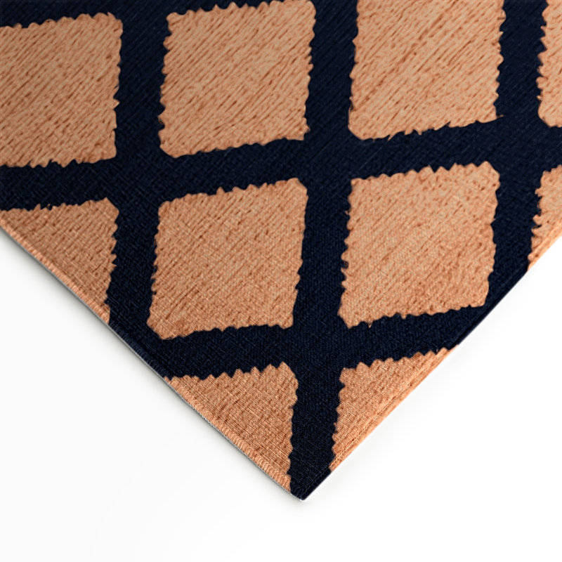 Trellis Orange Indoor and Outdoor Area Rug, Rectangle 5' x 7'