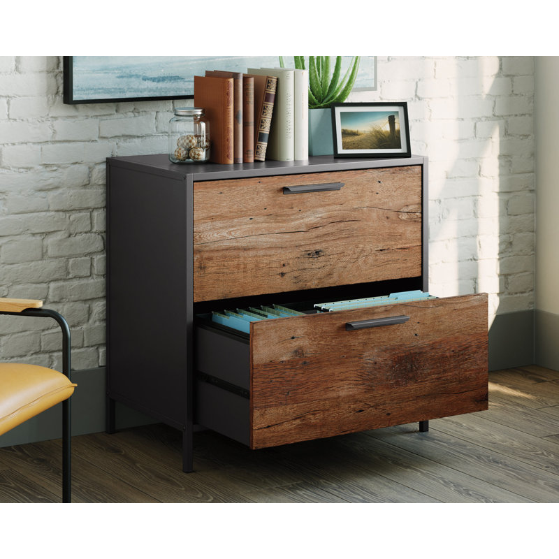 Hutson 30.236'' Wide 2 -Drawer File Cabinet, Black/Brown