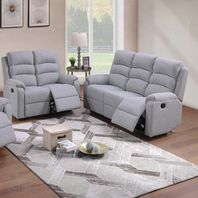 Modern 2pc Living Room Set 1x Sofa 1x Loveseat Padded Armrest And Backrest Vertical Tufting Sincere Bone Finish Primary Living Room Furniture