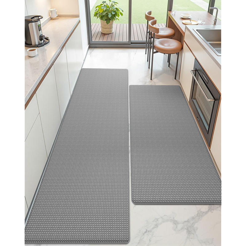 Tapis de cuisine antidérapant en mousse à mémoire de forme Vyolette, Gris clair