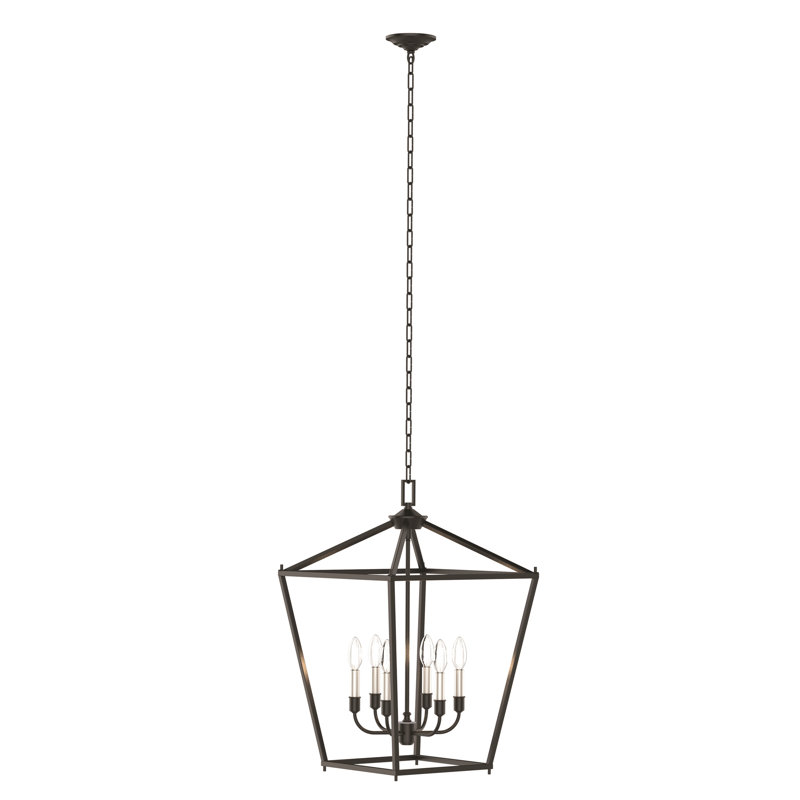 Luminaire suspendu géométrique 6 lumières lanternes Aquasco, Finitions multiples / graphite