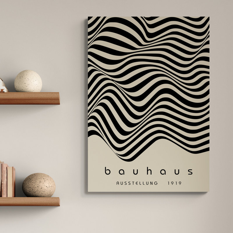 Bauhaus Waves Abstract Wall Art - Canvas Framed Print, 120cm H x 86cm W