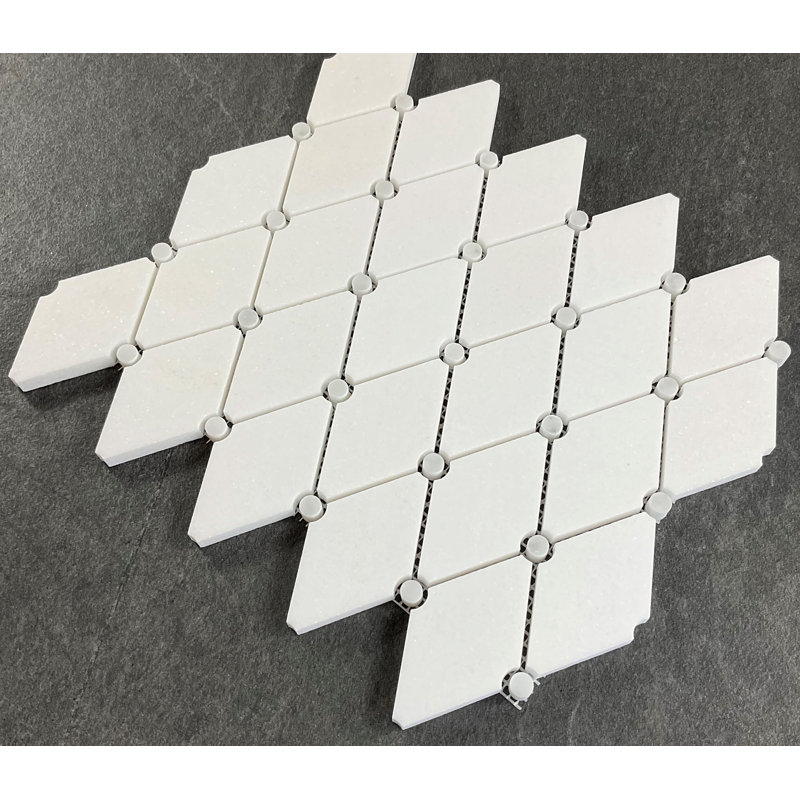 2" x 3.5" Marble Mosaic Wall & Floor Tile, White Carrara/Dark Gray (dot)