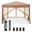 Tabbetha L 10 pi. D Auvent escamotable en acier avec filet amovible-100724461