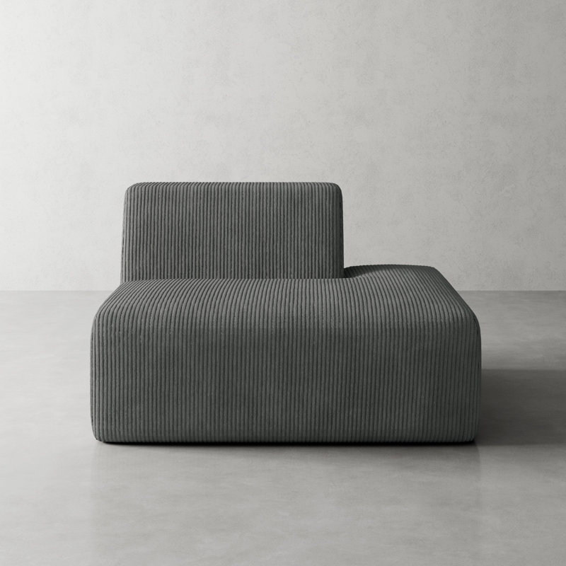 Berlare Upholstered Compression Gray Corduroy Modular Singler Side Accent Chair – Fully Compressed, No Assembly Required