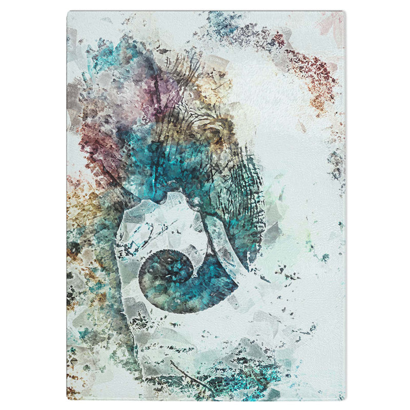 Glass Elephant Profile in Abstract Chopping Board, 28.5 cm W x 20 cm L