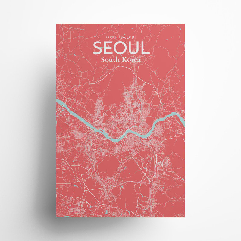 Seoul City Map In Maritime - No Frame Print, 36cm H x 24cm W x 0.05cm D