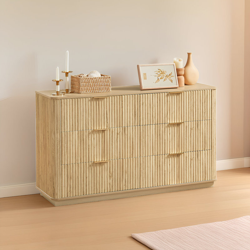 Commode 6 tiroirs 55 po, Chêne