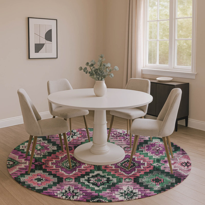 Premium Machine Washable Farolt AMF1891 Aztec Rug, Round 8'