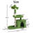 36In Green Cat Tree With Leaves Multi-Level Cat Tower With Scratching Post Condo