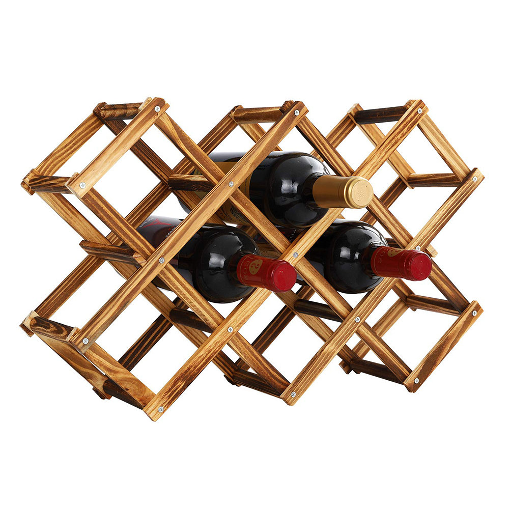Millwood Pines 10 Bottles Capacity Foldable Free Standing Wooden Wine