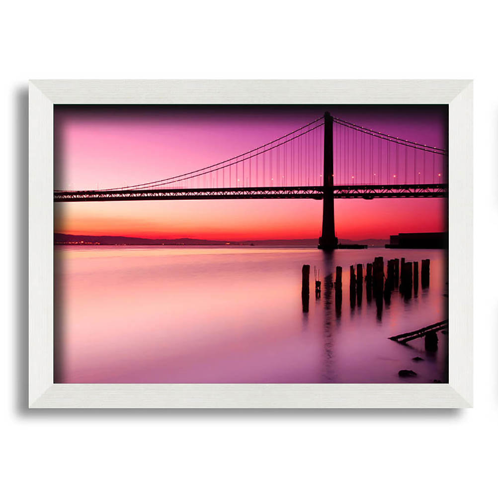 Gerahmtes Leinwandbild Golden Gate Bridge Pink Serene