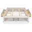 Structure de lit plateforme grand format avec 4 tiroirs de rangement et pied de lit relevable hydraulique, sans tête de lit, moderne et peu encombrant, blanc-1444660014