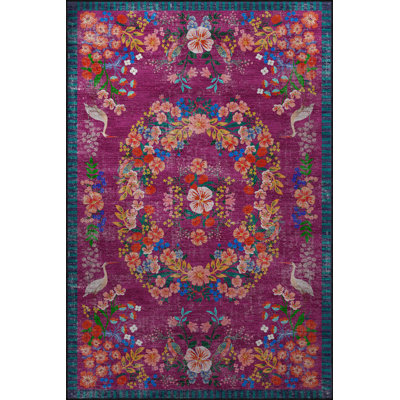 Tapis floral multicolore à motif floral multicolore