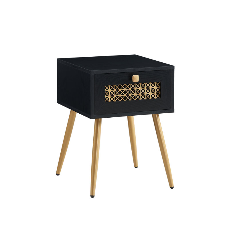 End Table With Storage, Black