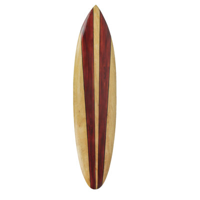 39 Inch Hand Carved Painted Dark Stripes Wooden Surfboard Wall Hanging Decor