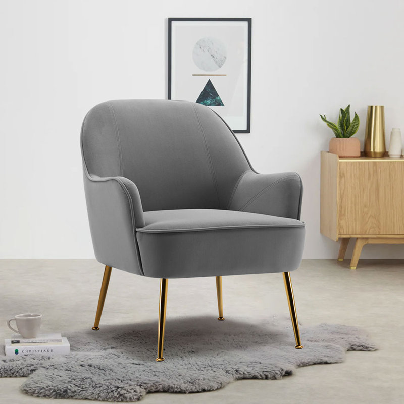 Ebenezer Velvet Armchair, Grey