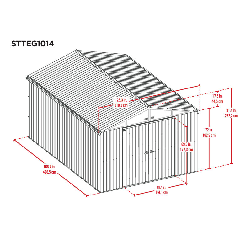 Scotts Lawn Care Storage Shed, 10X8, Green, 91.4" H x 125.3" W x 168.7" D