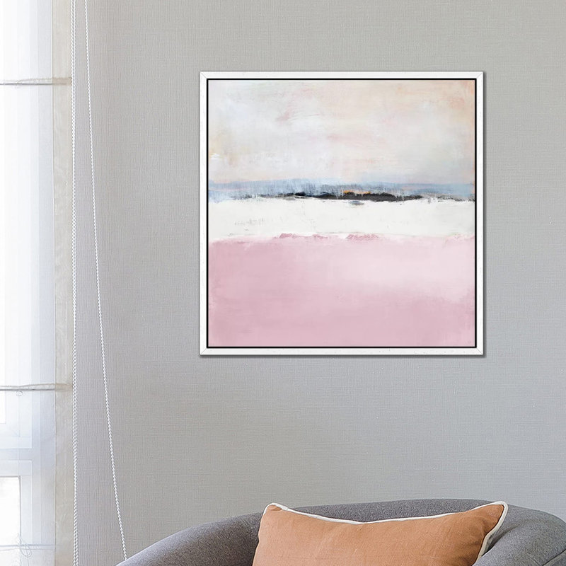 Pink Sea by Lanie Loreth - Painting on Canvas, 66.04cm H x 66.04cm W x 3.81cm D, White Floater Framed