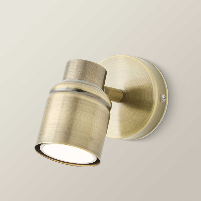 Benton IP44 Adjustable Single Spot Wall Light with LED Bulb, Antique Brass, 3000 (K)