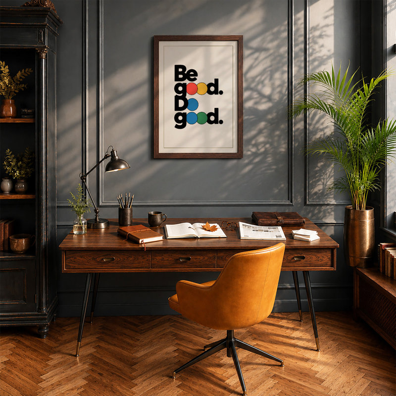 Be Good, Dog Good Typography - Print, Walnut, A1 - 84.1 x 59.4 cm