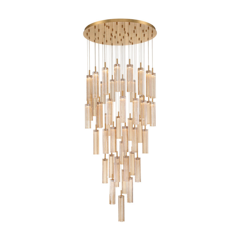 Luminaire suspendu à DEL 36 po Marguerite, 196.5" H x 36" W x 36" D, Ambre, Laiton vieilli