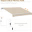 Auvent de patio beige 13 pi x 8 pi. Et eau - matériau, cadre en aluminium. Manivelle réglable facile à utiliser. Choix de fixation multi-surfaces. Auvent pare-soleil pour la chaleur. Installation polyvalente