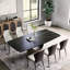  Table de salle à manger moderne avec plateau rectangulaire en pierre frittée, acier au carbone-334455970-334455969