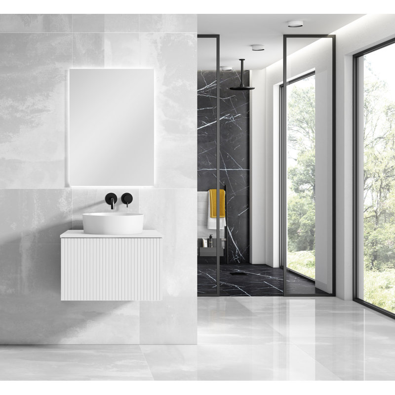 Aleemah 32'' Single Bathroom Vanity with Ceramic Top, White