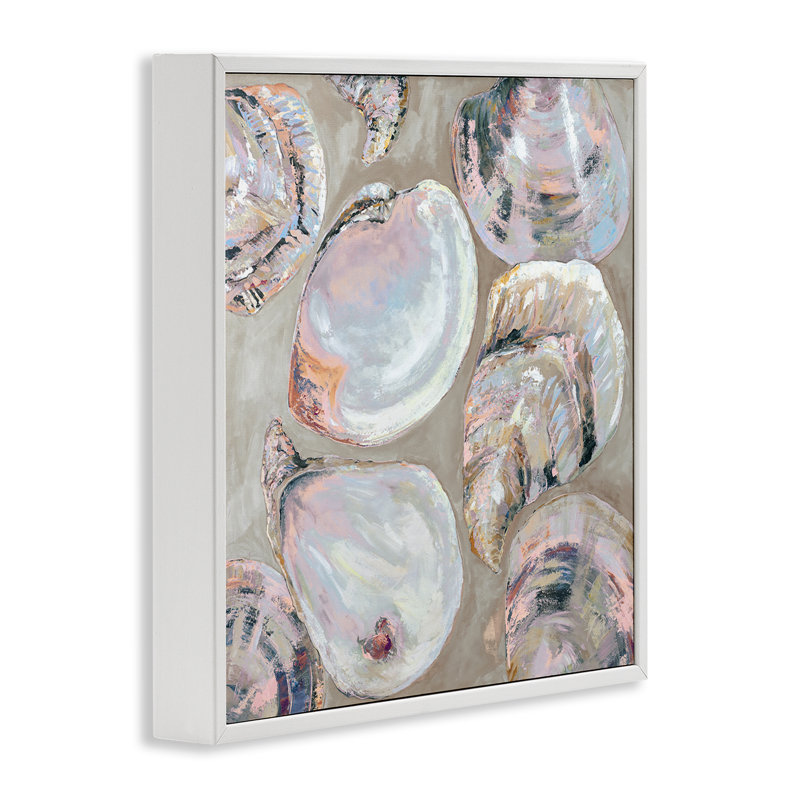 Coquillages d'été dans l'art de la giclée, encadré par Jeanette Vertentes, H 12 po x l 12 po